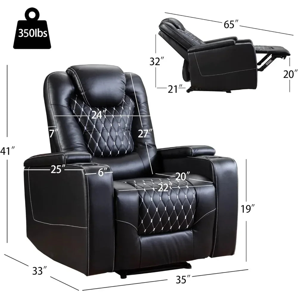 Power Recliner Chair with USB Ports and Cup Holders