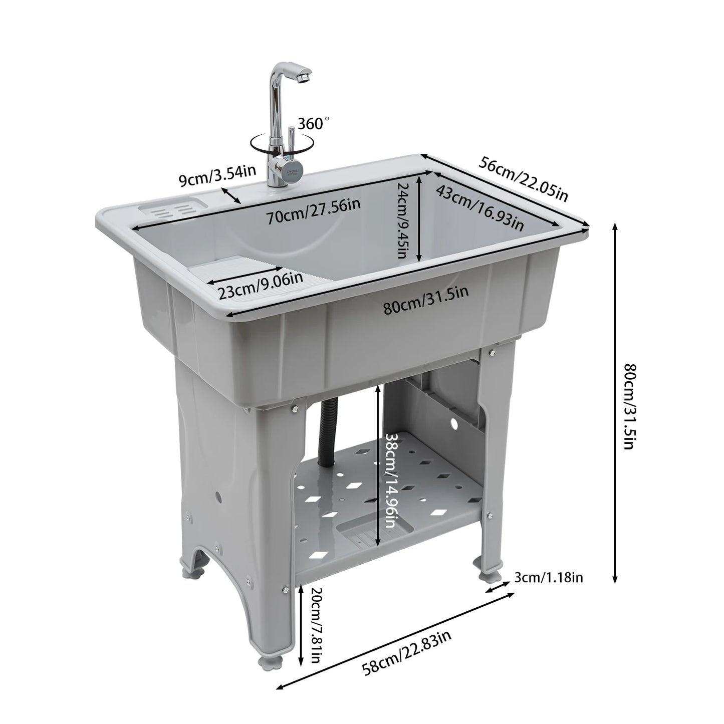 Freestanding Plastic Laundry Sink