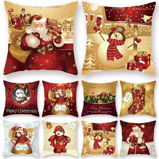 Christmas Cushion Cover Merry Christmas Decorations Home 2022 Ornament Navidad Noel Xmas Gifts Happy New Year 2023