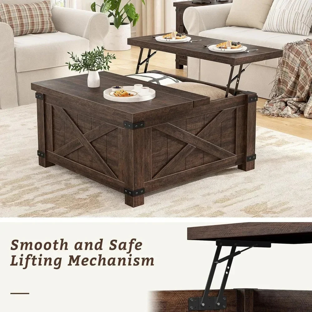 Farmhouse Coffee Table with Storage, 35.5" W