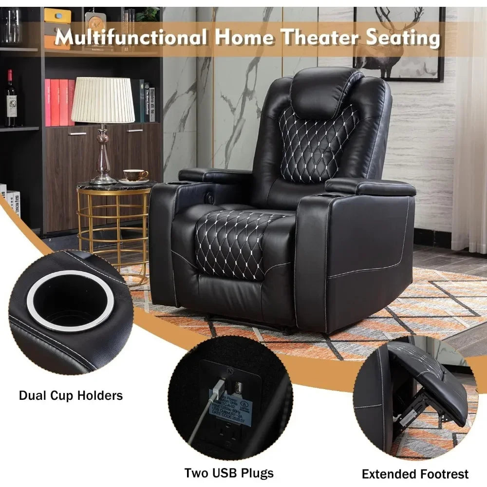 Power Recliner Chair with USB Ports and Cup Holders