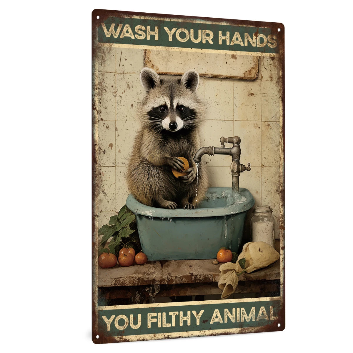 Wash Your Hands Vintage Metal Tin Sign