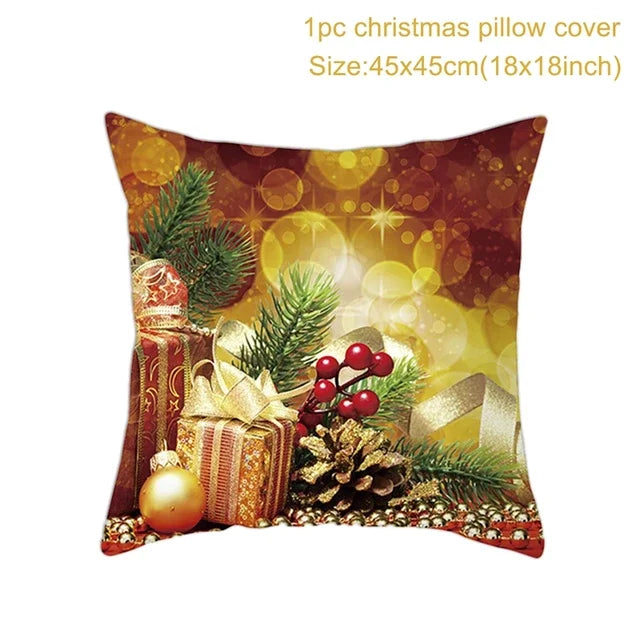 Christmas Cushion Cover Merry Christmas Decorations Home 2022 Ornament Navidad Noel Xmas Gifts Happy New Year 2023