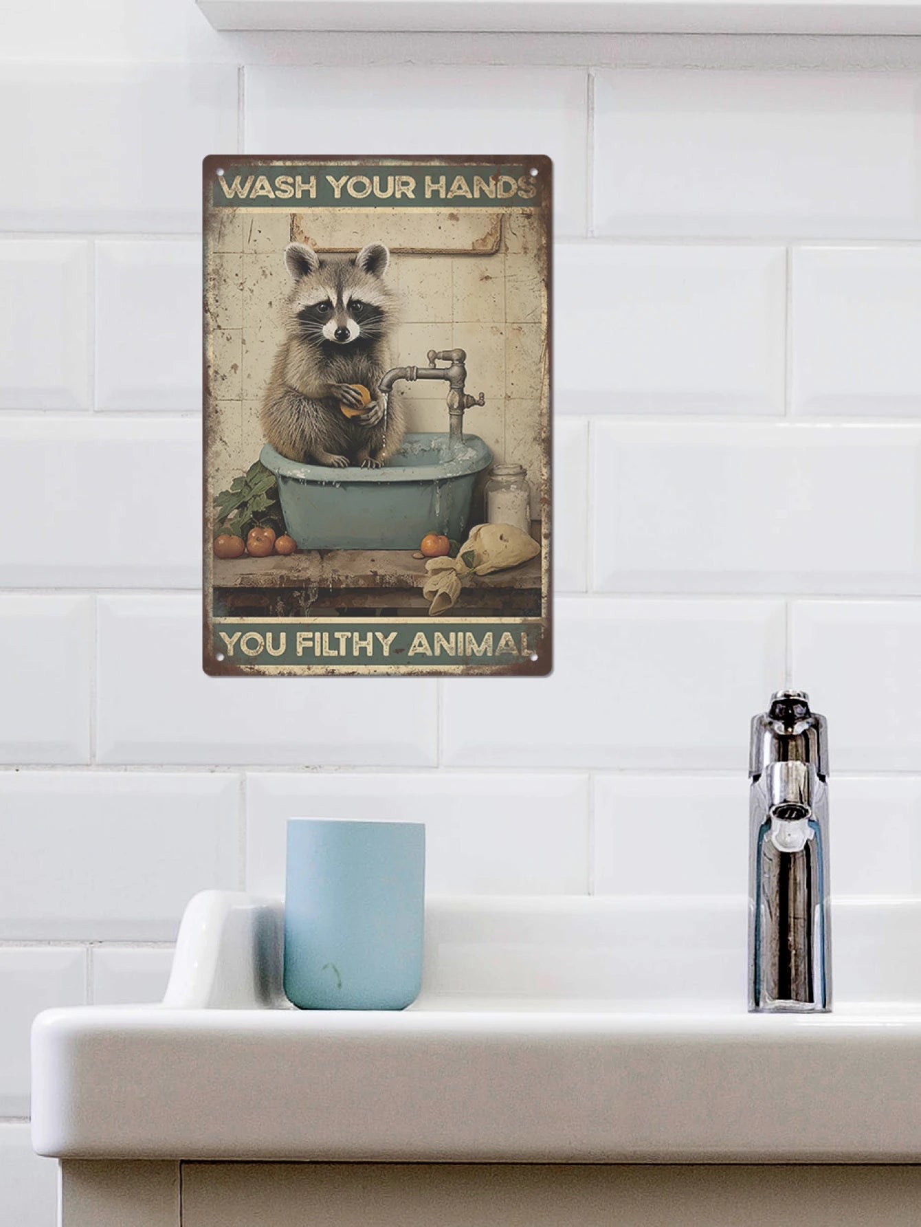 Wash Your Hands Vintage Metal Tin Sign