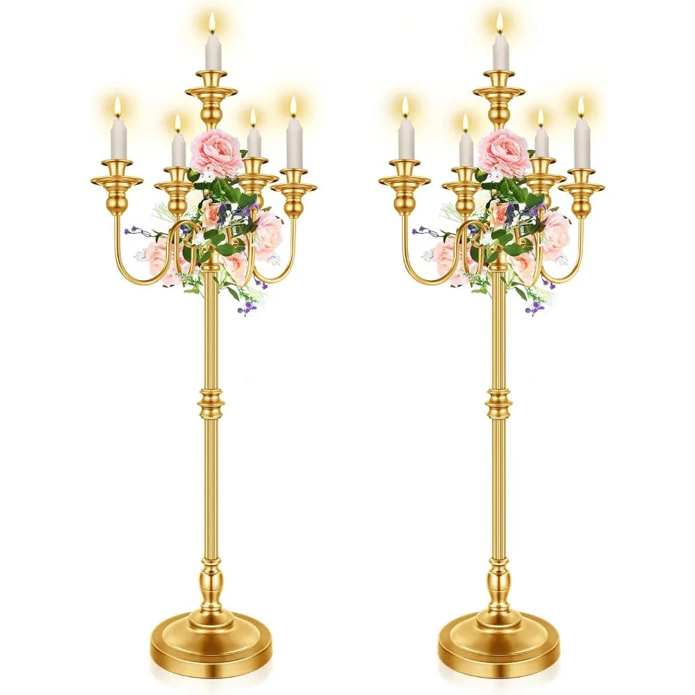 2 Gold Wedding Floor Candle Holders